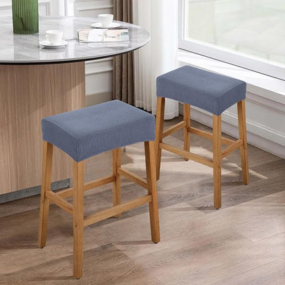 YISUN Stool Covers Rectangle - 2 Pack Stretch Waterproof Saddle Seat Cover Counter Bar Stools Bar Chairs Covers Kitchen Island Chairs Cushion Protector (2, Dark Gray)