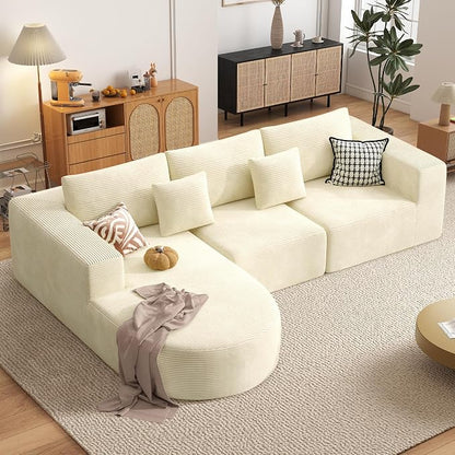 Boneless Couches for Living Room,Cloud Sectional Couch with L-Shape Chaise,Modern Modular Sofa with Deep Seat Upholstered Comfy Couches for Bedroom,No Assembly Required,1PCS