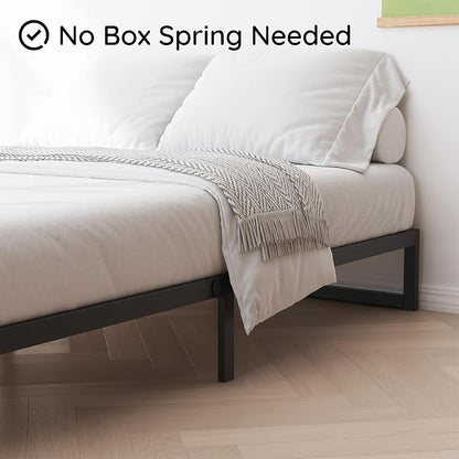 Richwanone 8 Inch Queen Bed Frame Heavy Duty Metal Platform Bed，Black | Queen Size Bed Frame, Mattress Foundation with Steel Slat Support, No Box Spring Needed, Easy Assembly