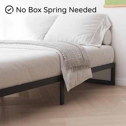 Richwanone 8 Inch King Size Bed Frame Heavy Duty Metal Platform Bed, Black | King Size Bed Frame, Mattress Foundation with Steel Slat Support, No Box Spring Needed, Easy Assembly