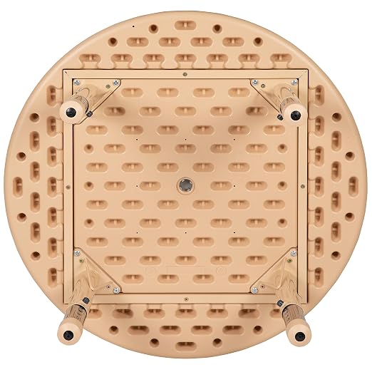 EMMA + OLIVER 33" Round Natural Plastic Height Adjustable Activity Table - School Table for 4