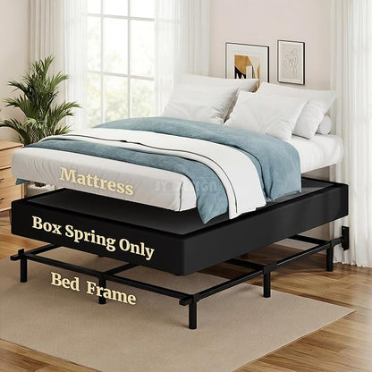 Awesofurni King Box Spring, 10 Inch High Profile King Size Box Spring Only, 3000 lbs Heavy Duty Metal Frame Mattress Foundation with Fabric Cover, Easy Assembly-Noise Free