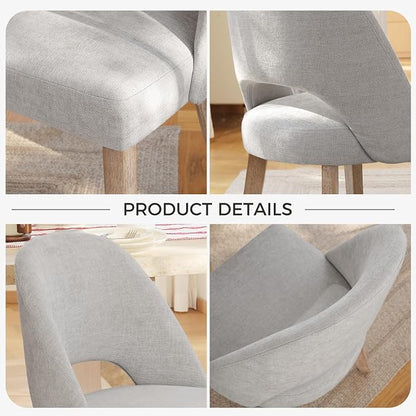 Wooden Dining Chairs Set of 6, Upholstered Modern Chenille Dining Room Chair Kitchen Chairs, Comfy Farmhouse Dinner Chair for Kitchen Dining Room, Grey