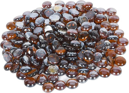 GasSaf 3/4 Inch Glass Fire Rocks Drop Beads for Gas Fire Pit Fireplace, Replaces Existing Gas Logs & Lava Rocks(20 Pound)(Amber Luster)