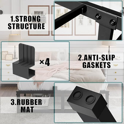 Yitong Angel Full Size Bed Frame, 18 Inch Heavy Duty Support 3500 lbs Metal Platform, No Box Spring Needed/Noise Free/Non-Slip/Steel Slat Support/Easy Assembly