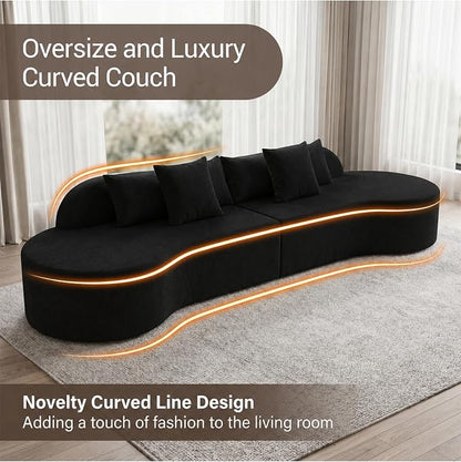 Oversized Modern Curved Cloud Couch Sectional, Boneless Compression Sofa, Modular Sectional Couches, High Density Foam Deep seat Couch with Pillows, Corduroy Sofa for Living Room Office
