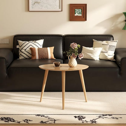 Small Oval Coffee Table, 25.6" Mid Century Modern End Table for Living Room, 100% Solid Oak Wood Center Table, Side Table (Original Wood Color, 25.59''Wx17.51''Dx19.68''H)