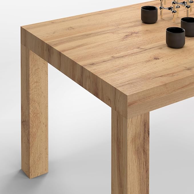 Mobili Fiver First Extendable Dining Table, 47.2 to 78.7 Inches, Seats 6 to 8, Rustic Oak