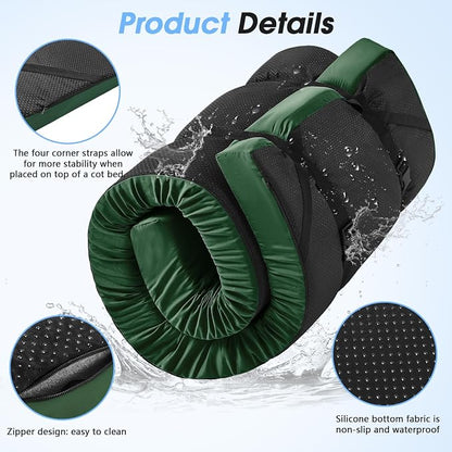CYMULA 3 Inch Memory Foam Camping Pad, Camping Essentials Roll Up Floor Mat for Car Camping, Cot, Tent, Truck, Travel and Guest Use, Non-Slip Waterproof Bottom, Removable Cover