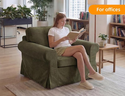 Mistpeople Modern Loveseat Sofa Couch, Upholstered Comfy Sofa with Pillows & Armrests, Deep Seating Couch with Removable Cover for Living Room Bedroom Apartment Office Small Spaces,Green