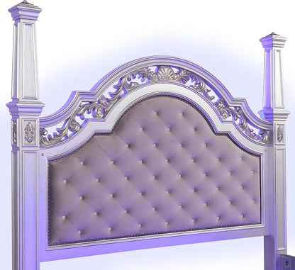 First of a Kind Valentina Silver Queen 5 Piece Bedroom Set