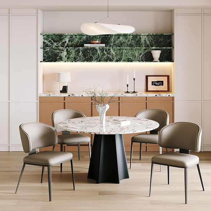Dining Chairs Modern High Backrest Comfortable, Fashion Upholstered Kitchen Chair Armless Dinner Chair with Metal Legs for All Rooms (Milk Coffee, Set of 2)