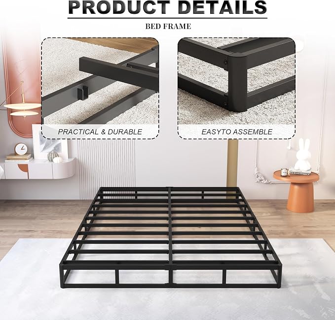 OSASET 8 Inch Metal King Size Box Spring | Heavy Duty Metal Frame, 3000lbs Support, Easy Assembly, Noise Free, Non Slip