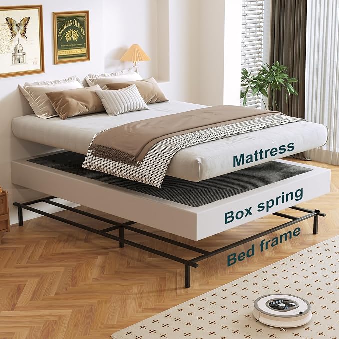 Box Spring, Metal Frame Mattress Foundation with Fabric Cover, Easy Assembly, Noise-Free (7 Inch, King)