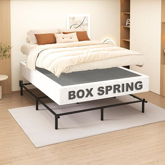 NHODIR 9 Inch Box Spring Queen Size Bed Base, Heavy Duty 3000LBS Metal Bed Foundation, Noise-Free & Tool-Free Easy Assembly,Mattress Support Base for Queen Bed