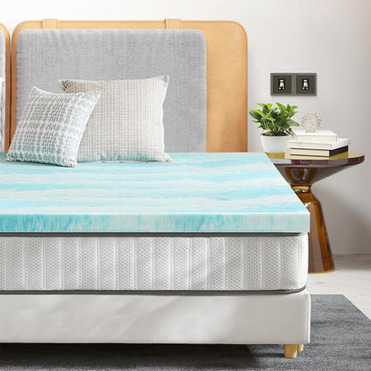 Sweetcrispy Mattress Topper Twin XL, Memory Foam 2 Inch Thick Gel Infused Cooling Toppers Pad for Twin XL Size Bed, Sleeper Sofa, RV, Camper, CertiPUR US, Breathable