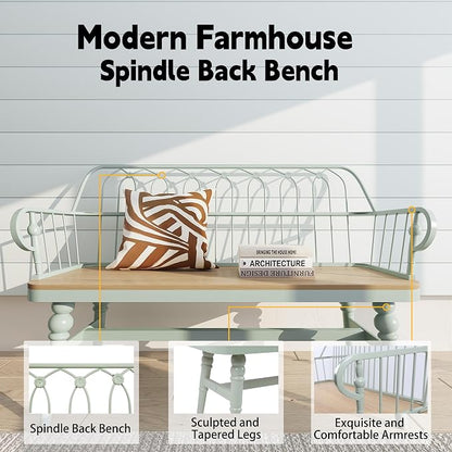 DIBRATY Entryway Bench,Spindle Back Wooden Dinning Bench, Farmhouse Foyer Bench for Entryway, Living Room, Dinning Room, Mudroom