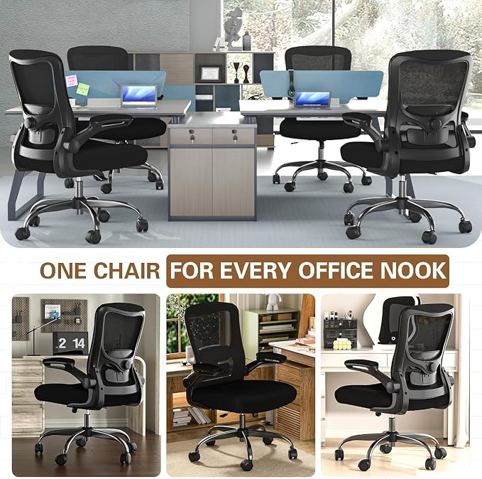 Ergonomic Office Chair for Long Hours, Padded Lumbar Support for Lower Back Relief, 330 lb Capacity, Comfortable Computer Desk Chair for Home Office, Computer & Study