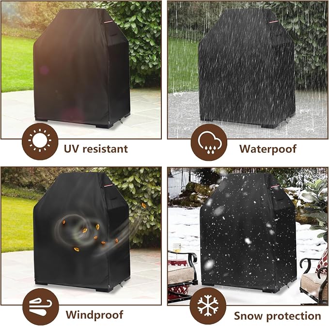 Outdoor Fireplace Cover, Heavy Duty 600D Waterproof Upright Patio Wood Burning Fireplaces Cover,36" L x 24" W x 57" H Black