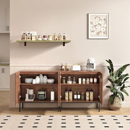 BVIUNTWO Set of 2 Accent Storage Cabinet with Doors and Adjustable Shelf,Freestanding Buffet Cabinet,Modern Sideboard Buffet Cabinet for Living Room,Dining Room,Kitchen, Hallway,Brown