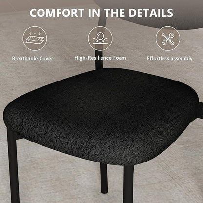 Einhomn Upholstered Dining Chairs Set, Modern Stackable Dining Room Chairs with Soft Velvet Backrest, Kitchen Chairs with Sturdy Metal Legs for Living Room, Restaurant, Set of 4,Black