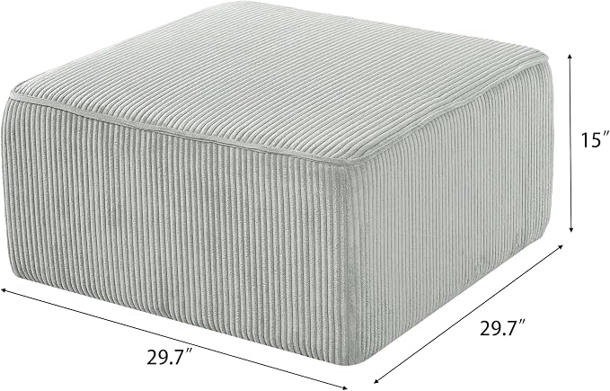 Christopher Knight Home Kyle Corduroy Woven Upholstery Square Ottoman, Living Room Sofa Ottoman with Wood Frame, Comfy Seating Experience with Dense Foam Padding, Non-Marking Foot Caps, Muted Green