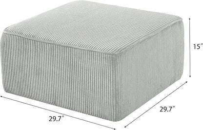 Christopher Knight Home Kyle Corduroy Woven Upholstery Square Ottoman, Living Room Sofa Ottoman with Wood Frame, Comfy Seating Experience with Dense Foam Padding, Non-Marking Foot Caps, Muted Green