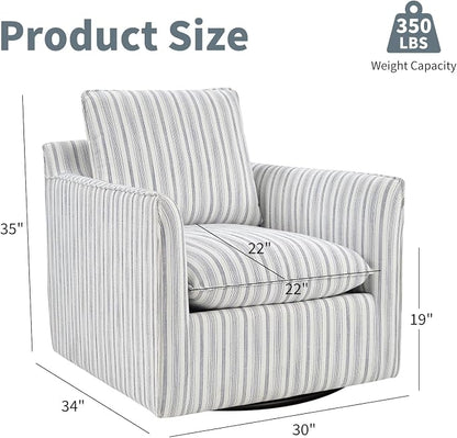 INZOY Swivel Accent Chair Set of 2, Upholstered Square Chair, Swivel Barrel Reading Chair with Thick Padded Backrest Cushion for Living Room Bedroom Small Space, Grey