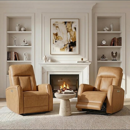 KISLOT Wall Hugger Power Recliner Chair with USB & Type-C Ports Faux Leather Recliner 135° Reclining Small Space Electric Sofa for RV Living Room Bedroom