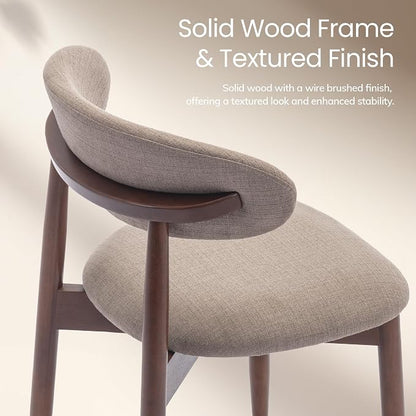 COLAMY Mid-Century Modern Wooden Dining Chair Set of 4, Indoor Upholstered Kitchen Chairs with 2.6" Cozy Padded Seat, Walnut Finish Side Dining Chair, [Camel]