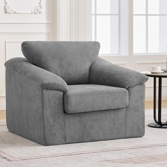 Boneless Single Sofa Chair, Modern Cloud Accent Chair, Comfy Deep Seat Couch for Living Room, Bedroom, Apartment, Small Space, No Assembly, Light Gray