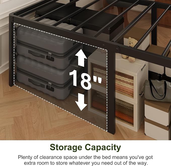 Yicensen 20 Inch King Bed Frame with Rounded Corner Legs No Box Spring Needed King Size Platform Bed Frame, Heavy Duty, Easy Assembly, Noise Free, Black.