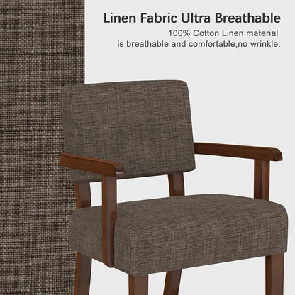 FAGAGA Accent Chair,Armchairs with Solid Wood Frame and Legs,Upholstered Reading Leisure Chair for Bedroom,Office,Waiting Room (Linen, Brown, One Chair)