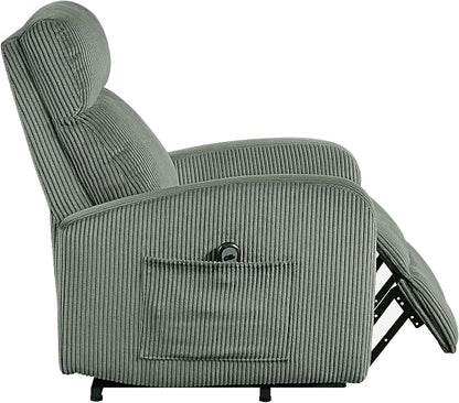 Lexicon Power Lift Recliner Chair for Elderly with Remote Control, Gentle Lift Motion, Side Pocket Armrest, Corduroy Upholstered Electric Recliner for Living Room/Bedroom, Easy Assembly, Green
