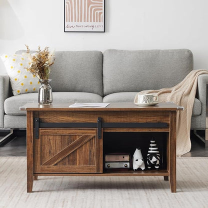 VINGLI Farmhouse Lift Top Coffee Table,36" Living Room Table,Espresso