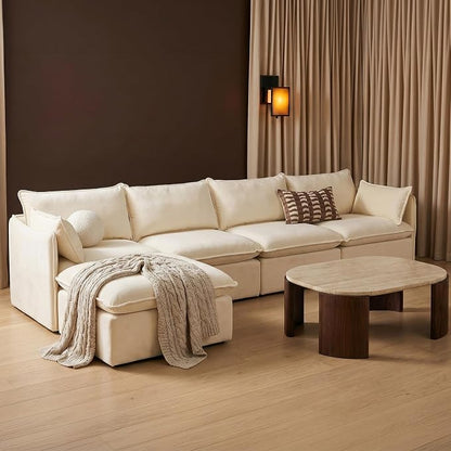 Cloud Modular Sectional Sofa, Oversized Deep Seat Comfort, Luxe Chenille | Fully Removable Washable Covers, Memory Foam Seat Cushions, Storage Ottoman, Premium Fabric