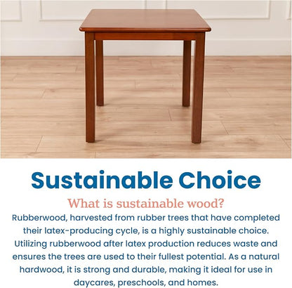 ECR4Kids 24in Square Hardwood Table with 22in Legs, Kids Furniture, Dark Walnut