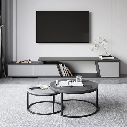 homary Extendable TV Stand with 3 Drawers Minimalist Rectangle Entertainment Center Walnut TV Console Table Up to 110"