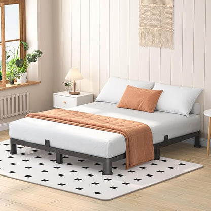 VIPSHOW 4 Inch Full Heavy Duty 3500 lbs Bed Frame with Round-Corner Legs & Anti-Squeak Design – Quick Assembly Metal Platform, No Box Spring Needed