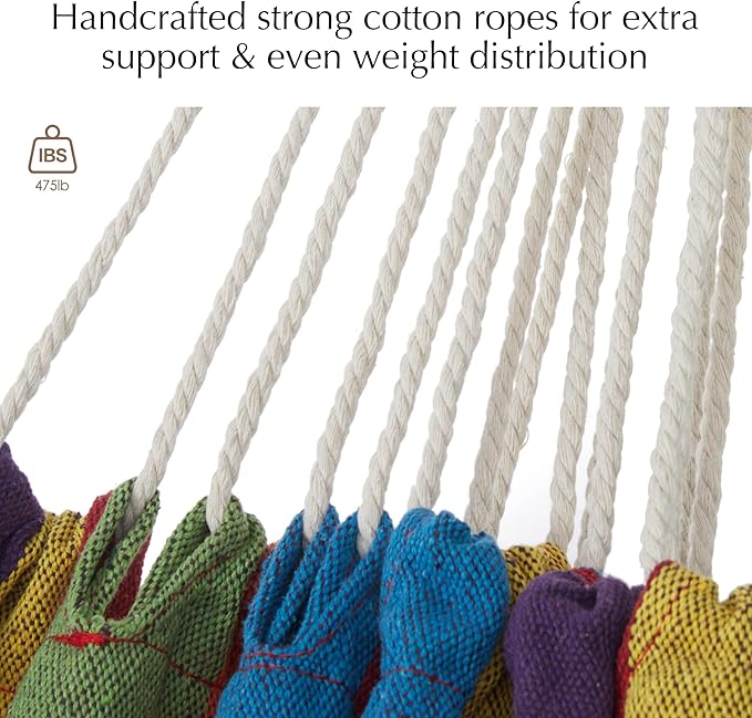 PNAEUT Hammock Chair Hanging Rope Swing for Outside Indoor for Bedroom, Outdoor, Patio (Tropical Stripes)