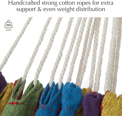 PNAEUT Hammock Chair Hanging Rope Swing for Outside Indoor for Bedroom, Outdoor, Patio (Tropical Stripes)