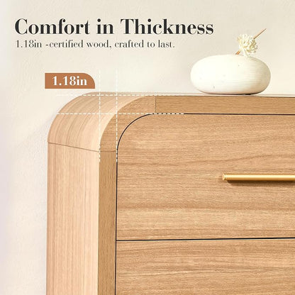 Night Stand Set of 2 [Unique Curved Profile] [FSC-Certified Wooden Board] 3-Drawer Nightstand 26.7" H Metal Handle Modern Sturdy Bedside Table Side Table End Table
