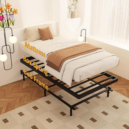 Maenizi Twin Box Spring 2 Inch Low Profile, Heavy Duty Metal Box Spring Bed Base Bunkie Board, Mattress Foundation, Easy Assembly, Noise Free, Black