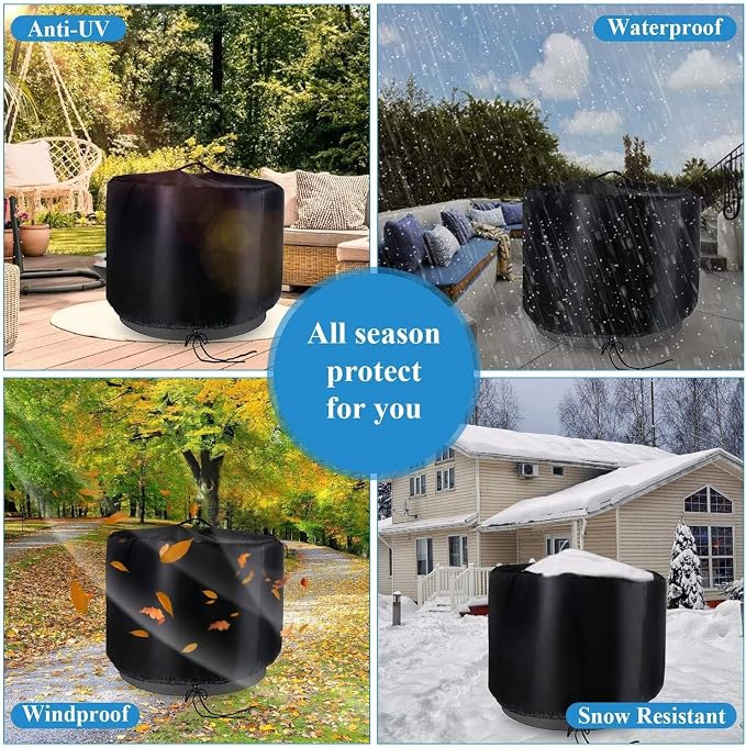 Round Fire Pit Cover 32 Inch,Waterproof Outdoor Circle Firepit Covers,Patio Round Fire Pit Table Cover - 32"D x 24"H