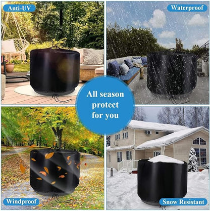 Round Fire Pit Cover 32 Inch,Waterproof Outdoor Circle Firepit Covers,Patio Round Fire Pit Table Cover - 32"D x 24"H