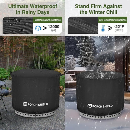 Porch Shield Fade Resistant Solo Stove Yukon Cover - Waterproof Patio Fire Pit Cover Round 32 inch Fits for Small Firepit Solo Stove Yukon