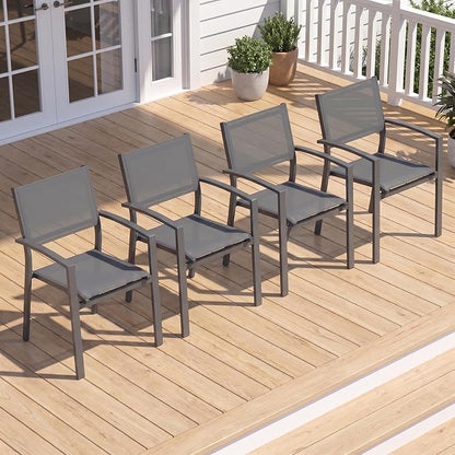 Heavy-Duty Metal Patio Chairs Set of 4, Outdoor Patio Chairs with Breathable Quick-Drying Textilene, Outdoor Chair with 110° Ergonomic High Backrest for Porch, Patio, Garden, Deck, Backyard