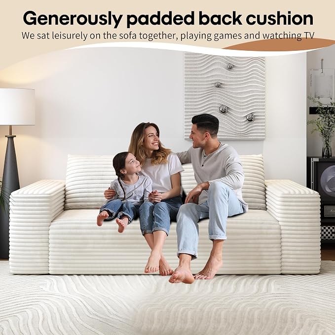 63" Loveseat Sofa,Modular Couch with Deep Seat Memory Foam,Comfy Small Cloud Couch for Small Spaces,No Assembly Required Sofa for Living Room Bedroom,Apartment,White