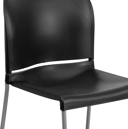 Flash Furniture Hercules Series Contoured Stacking Chairs for Waiting Rooms and Offices, Ergonomic Lobby Chairs with Curved Back, Set of 5, Black