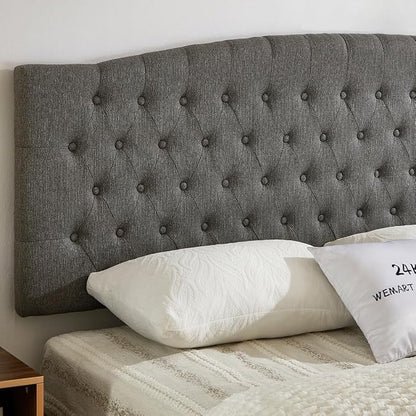 24KF Upholstered Tufted Button Linen Wall Mounted Headboard,Comfortable Fashional Headboard King/CA King Size, 6055-K-Granite